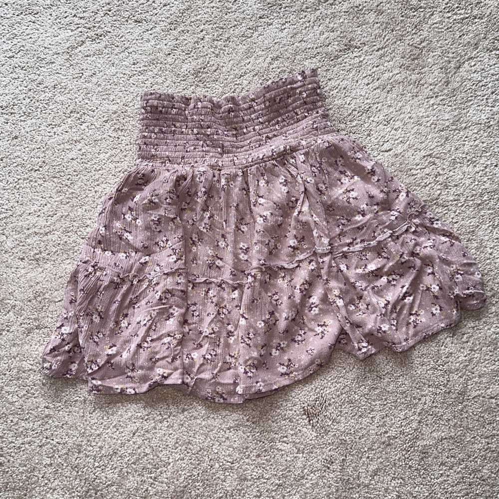 Blush ditzy floral mini skirt